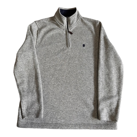 Izod Gray Long Sleeve Quarter Zip Sweater, Size M - Picture 1 of 4